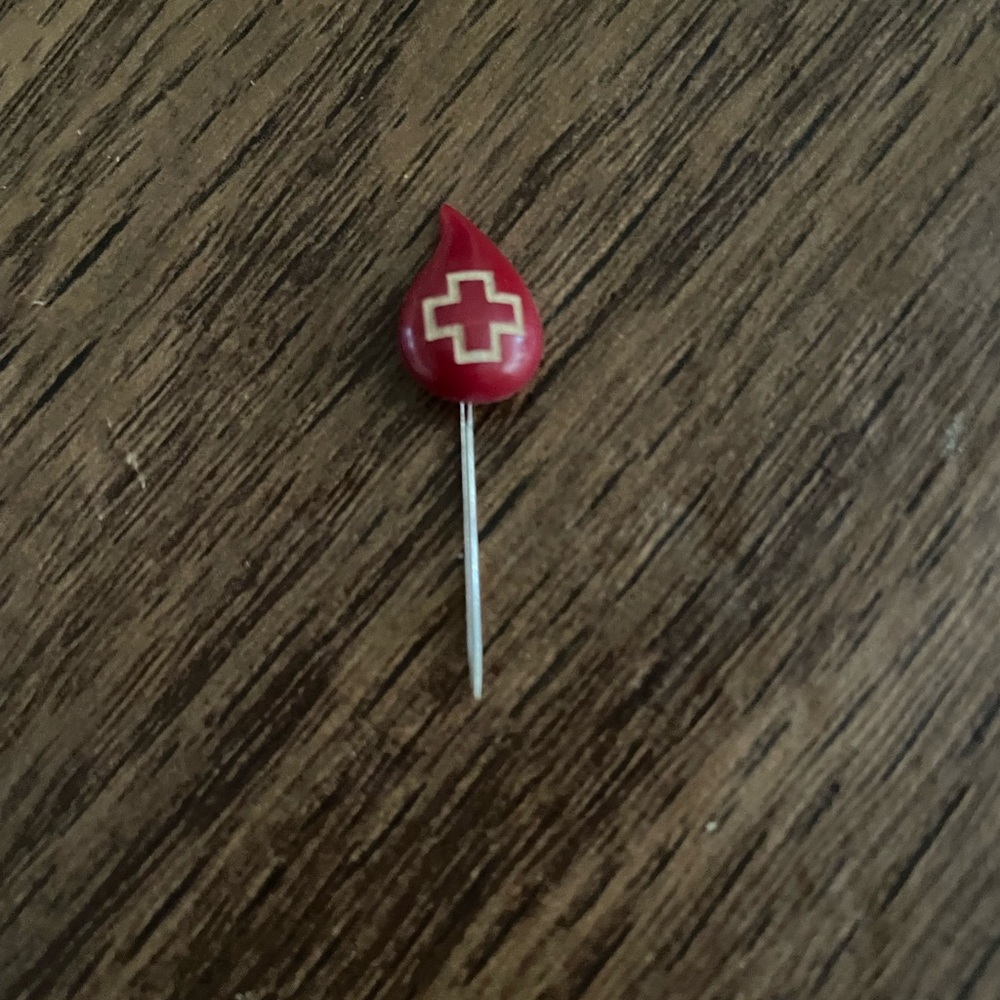 1960s Red Cross Blood Droplet Pin